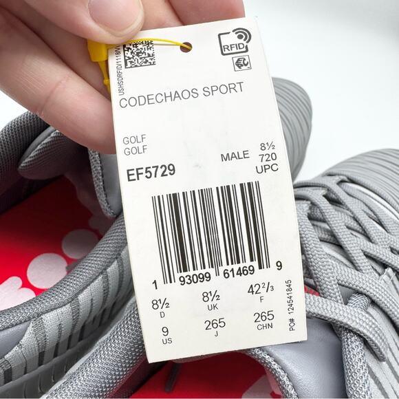 NWT Adidas CodeChaos Sport Spikeless‎ Golf Shoe In Grey/Red Sz 9 WIDE Athletic main image 8